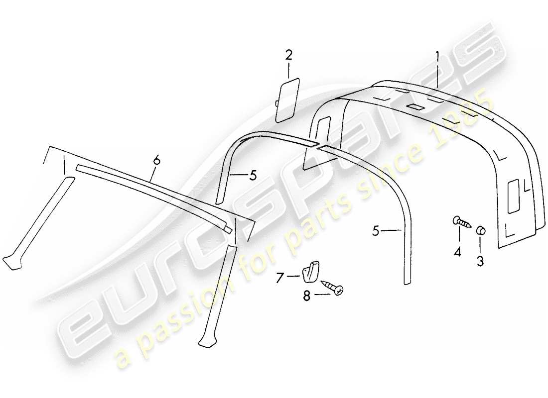 porsche 1973 (911) interior equipment - roof part diagram