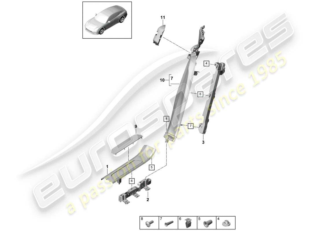 porsche 2019 (panamera 971-1) sill panel trim part diagram