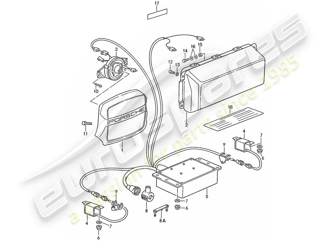 porsche 1989 (944) airbag - for part diagram