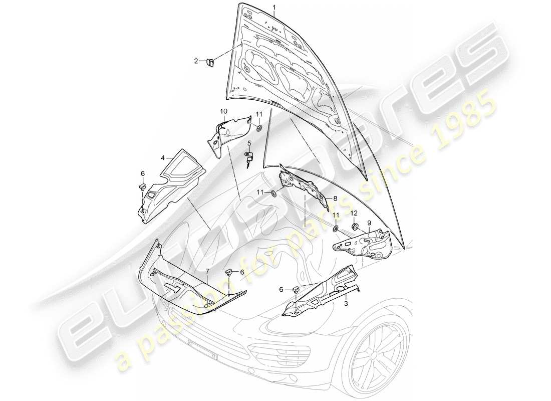 porsche 2014 (cayenne e2 92a) sound absorber part diagram