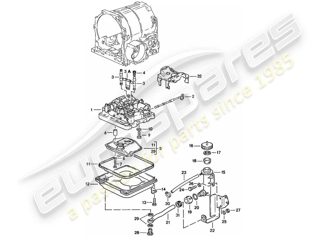 porsche 928 (1986) automatic transmission - valve body - d - mj 1983>> - mj 1983 part diagram