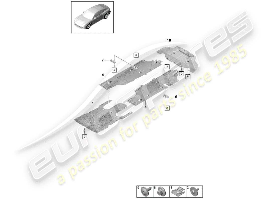 porsche panamera 971 (2018) lining parts diagram