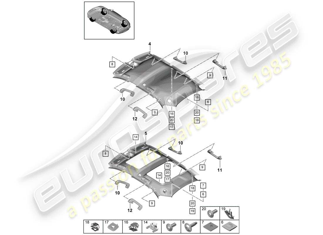 porsche panamera 971 (2018) accessories part diagram