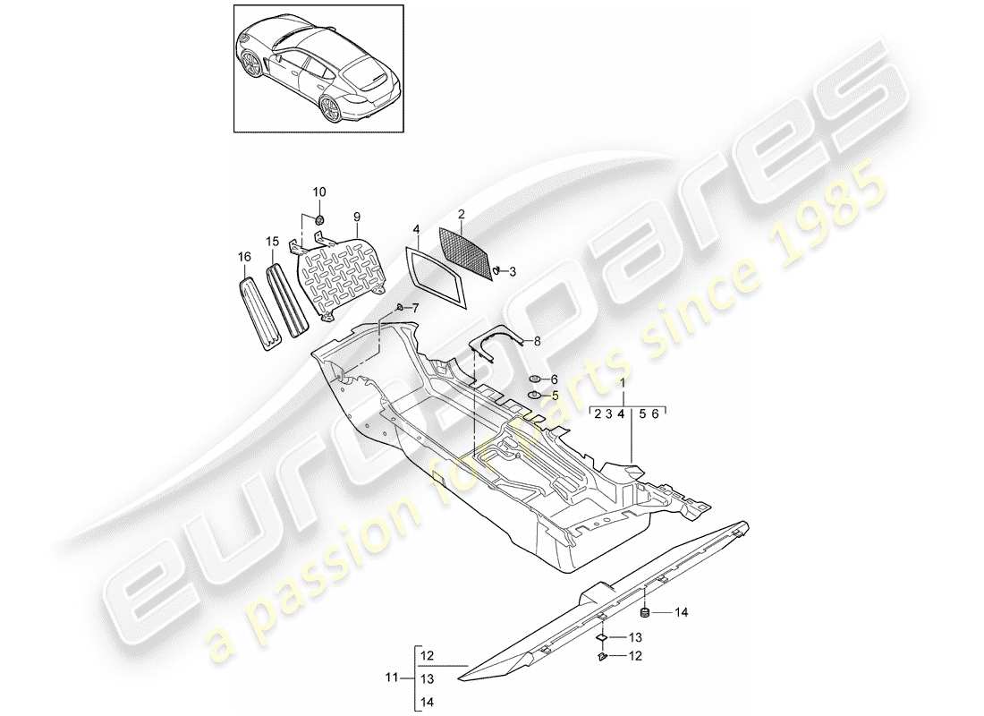 porsche 2012 (panamera 970) floor cover part diagram