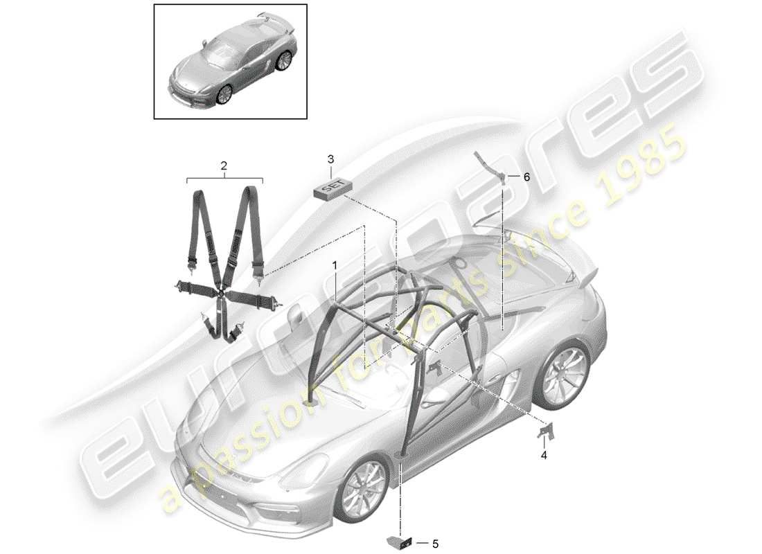 porsche cayman gt4 (2016) accessories parts diagram