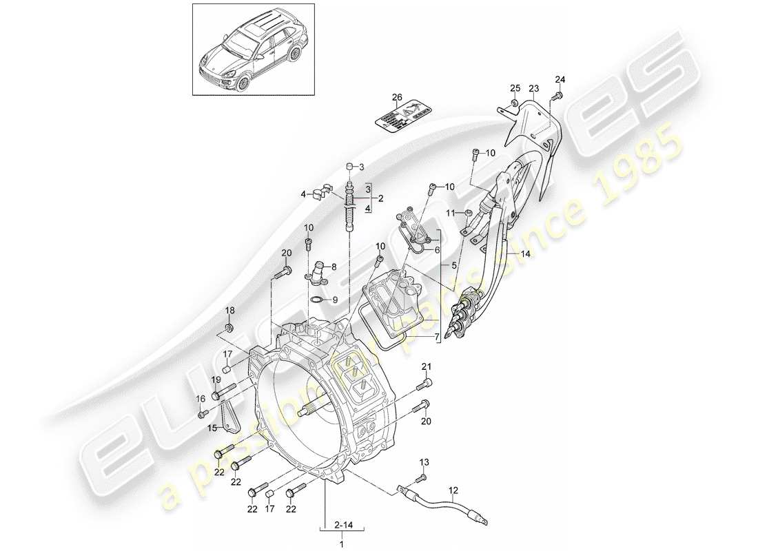 porsche 2012 (cayenne e2 92a) traction motor for elec. drive part diagram