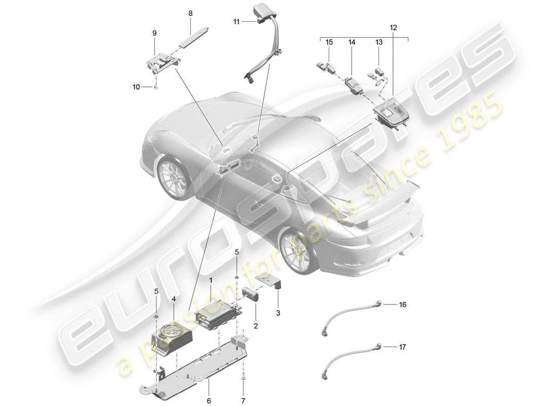 porsche 991r/gt3/rs (2014) for vehicles with telephone parts diagram