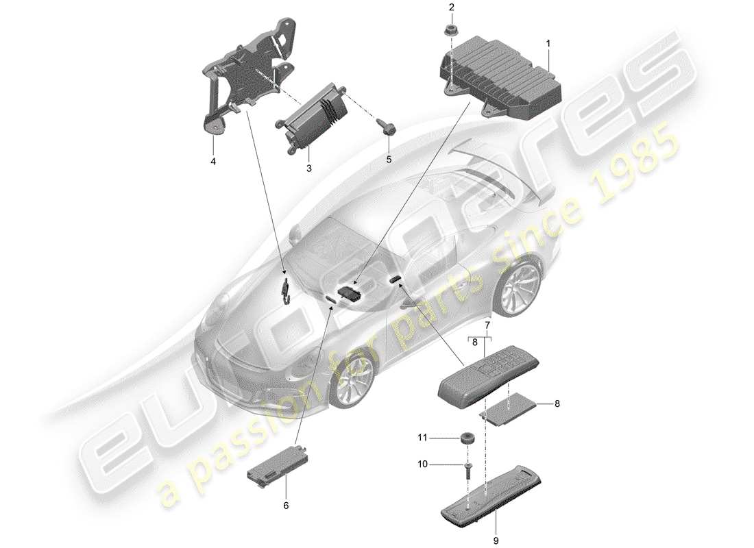 porsche 2020 (991-2 r/gt3/rs) amplifier part diagram
