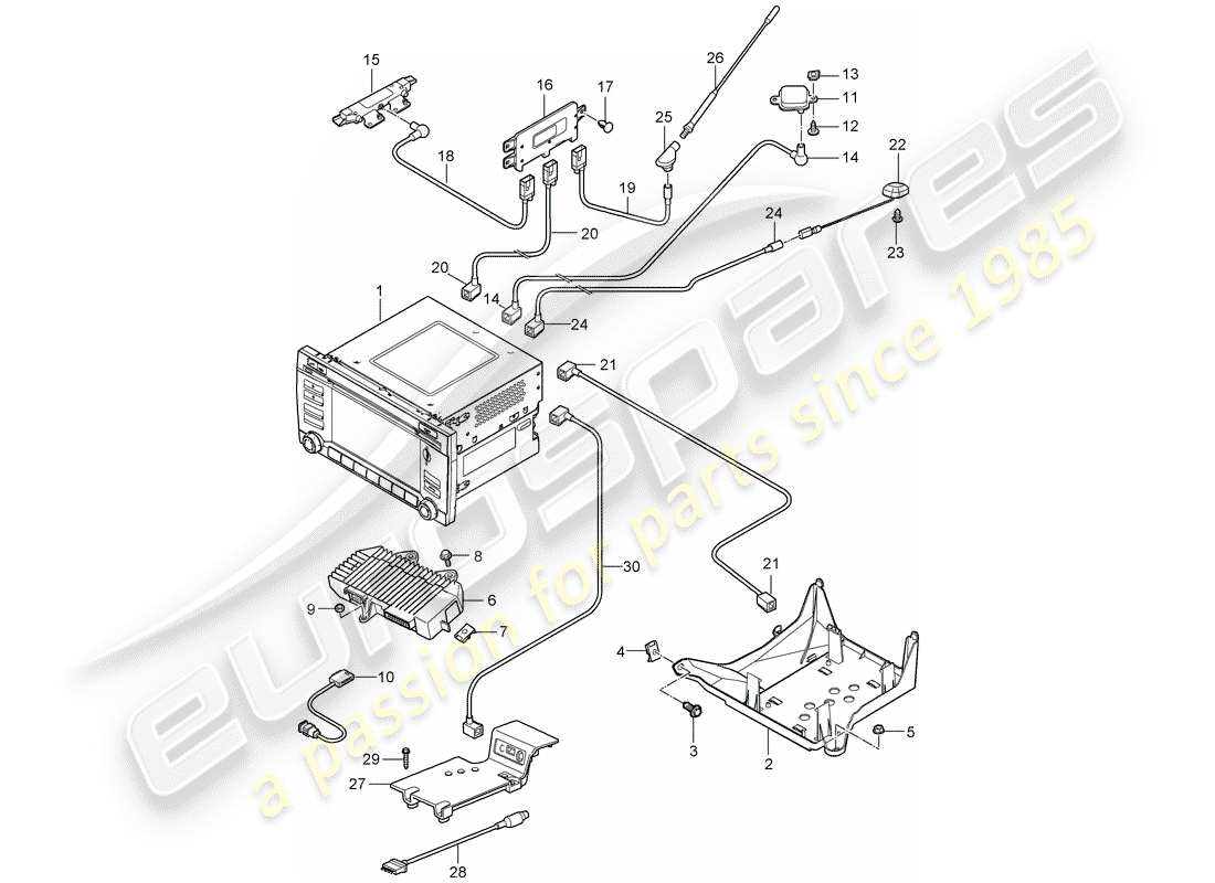 porsche 2011 (997-2 gt3) operating unit parts diagram