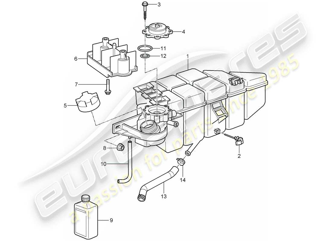 porsche 2010 (997-2 gt3) water cooling 4 part diagram