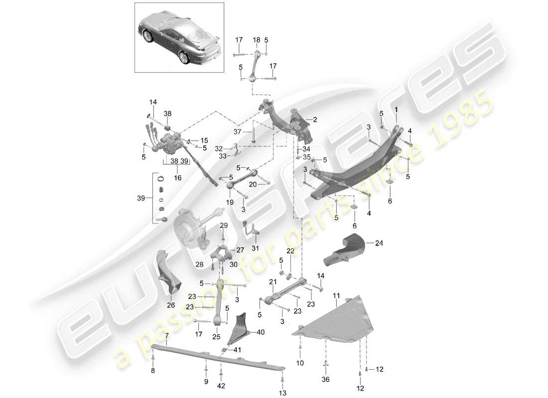 porsche 2020 (991-2 r/gt3/rs) cross member part diagram