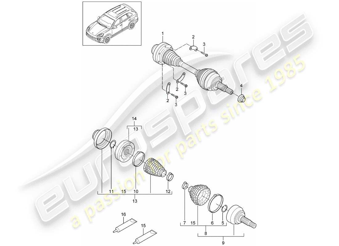porsche 2012 (cayenne e2 92a) drive shaft part diagram