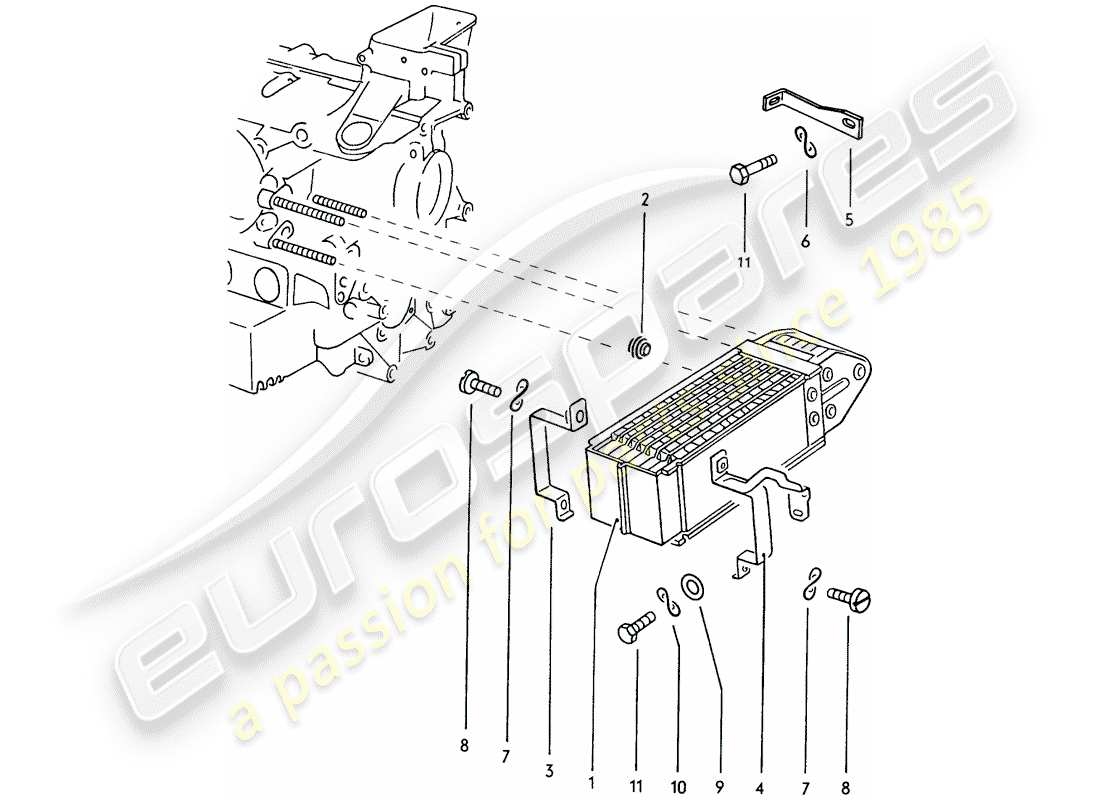 porsche 1975 (914) engine lubrication - oil cooler part diagram