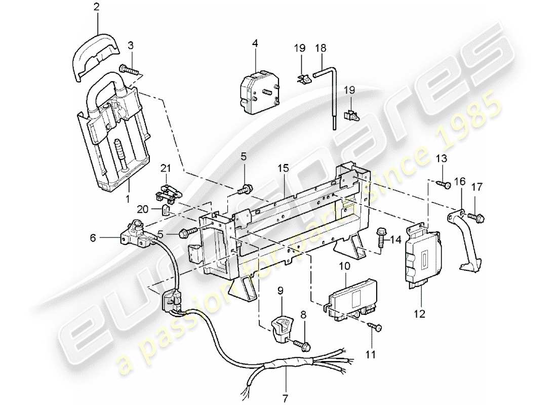 porsche 2003 (996 turbo / gt2) roll bar part diagram