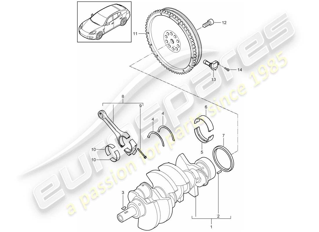 porsche 2012 (panamera 970) crankshaft part diagram