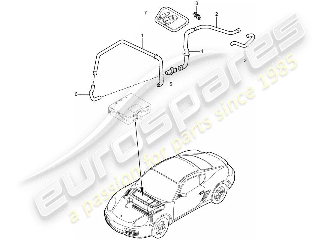 porsche 2010 (987 cayman) luggage compartment part diagram