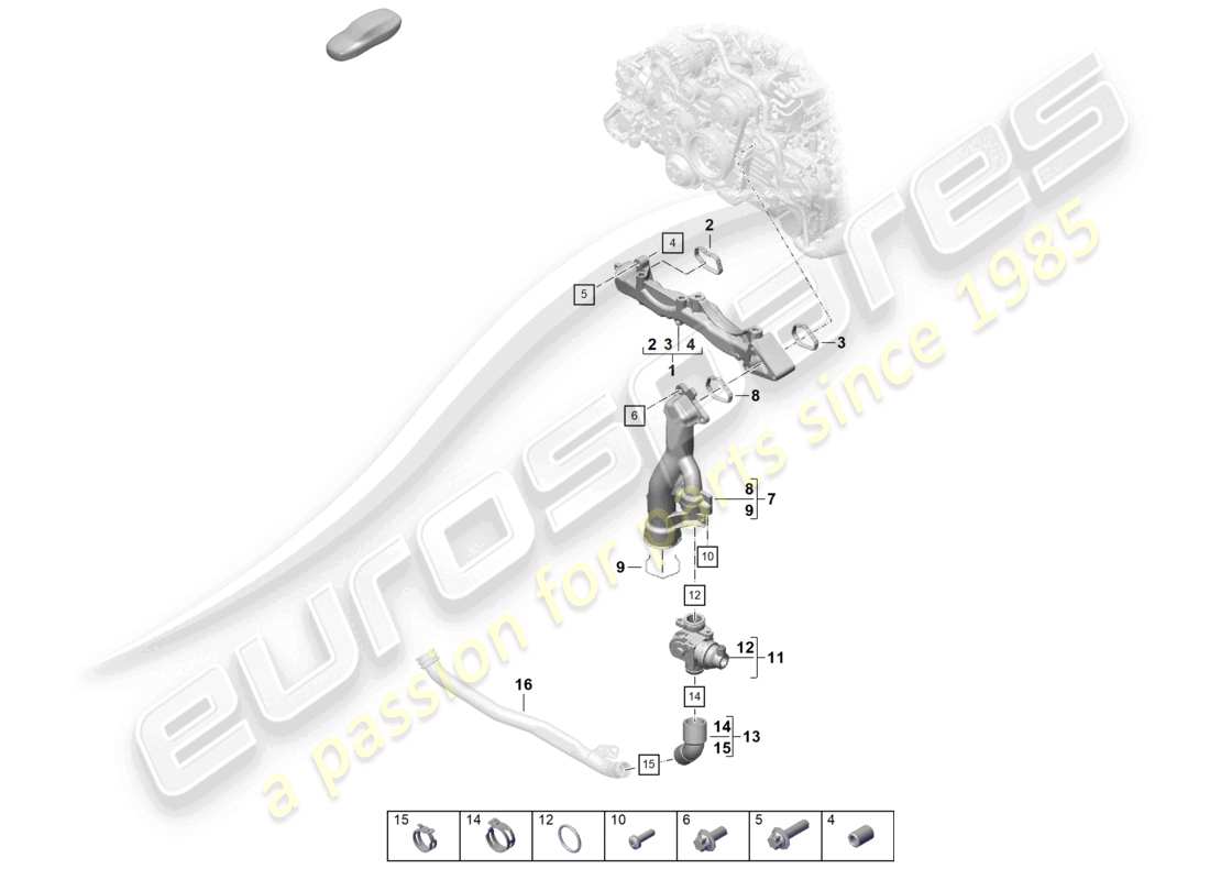 porsche 2018 (718 boxster) assembly carrier coolant pipe parts diagram