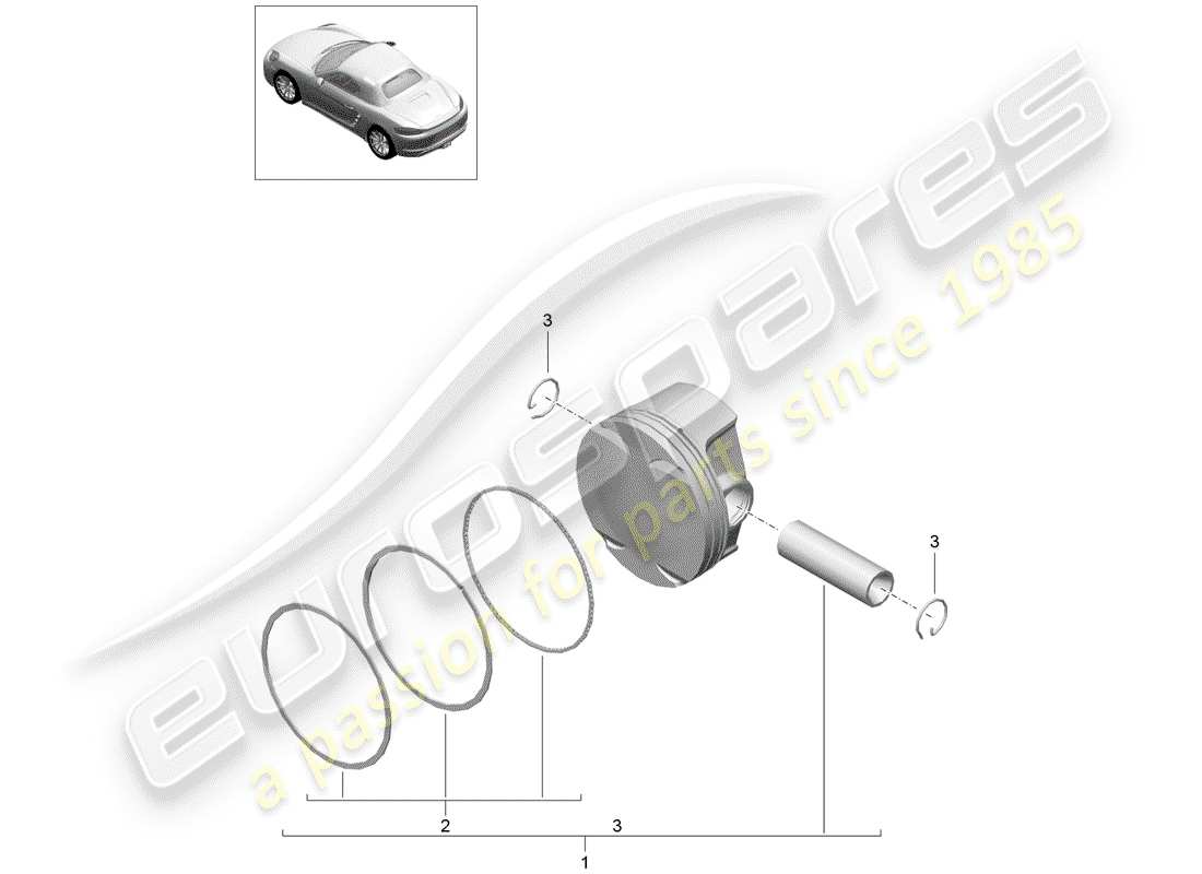porsche 2018 (718 boxster) piston part diagram