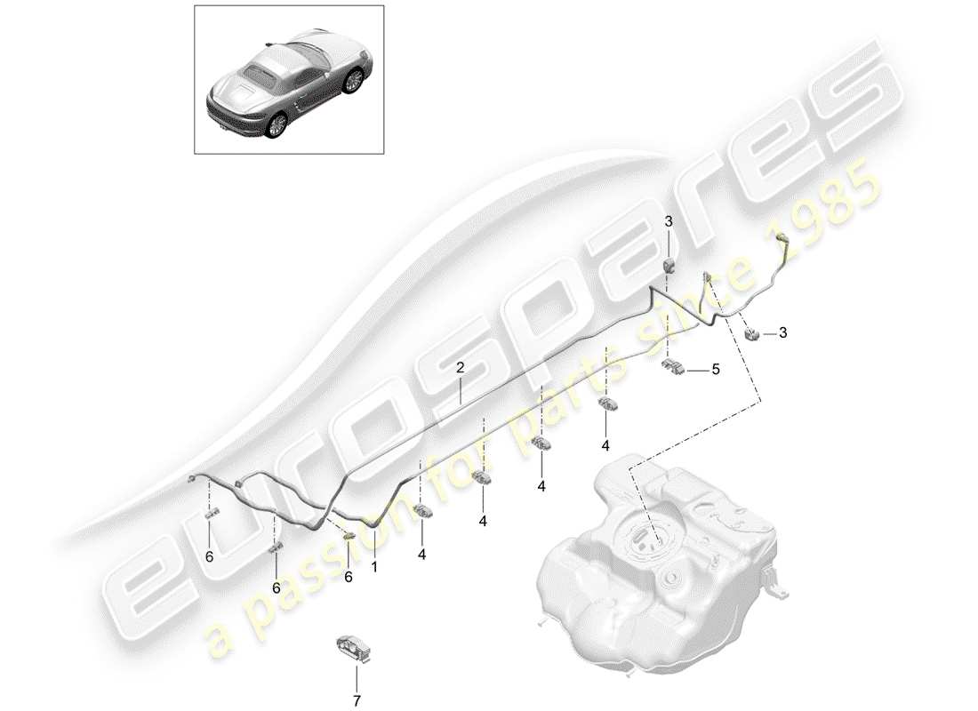 porsche 2018 (718 boxster) fuel line part diagram