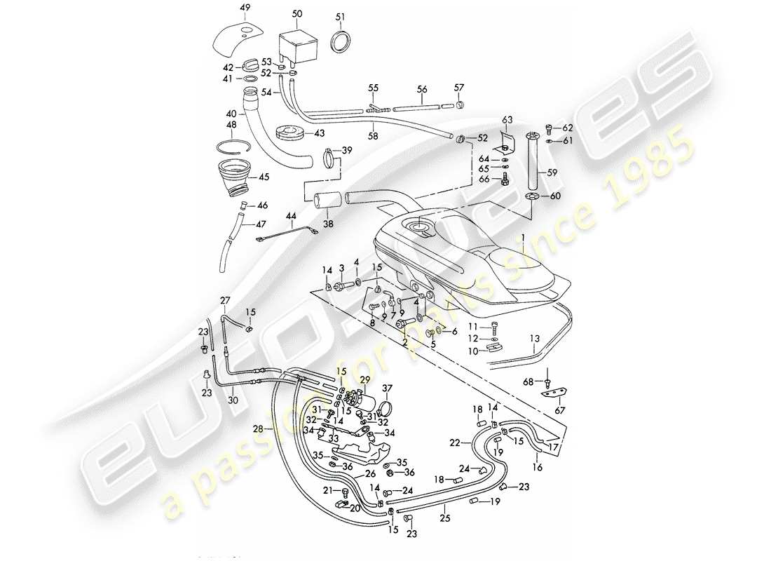 porsche 1973 (911) fuel system - lines - with: - fuel pump part diagram