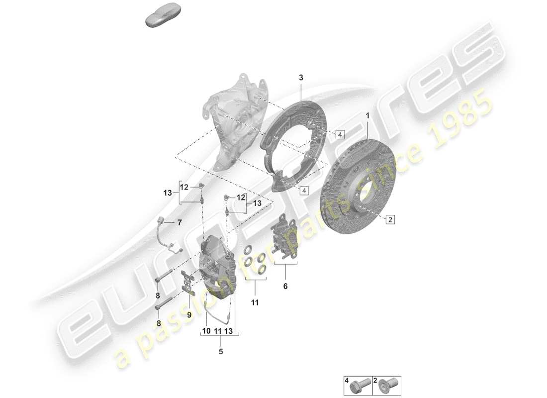 porsche 2019 (992-1) disc brakes parts diagram