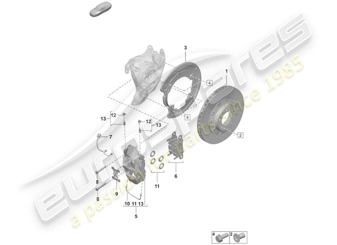 porsche 992 (2019) disc brakes part diagram