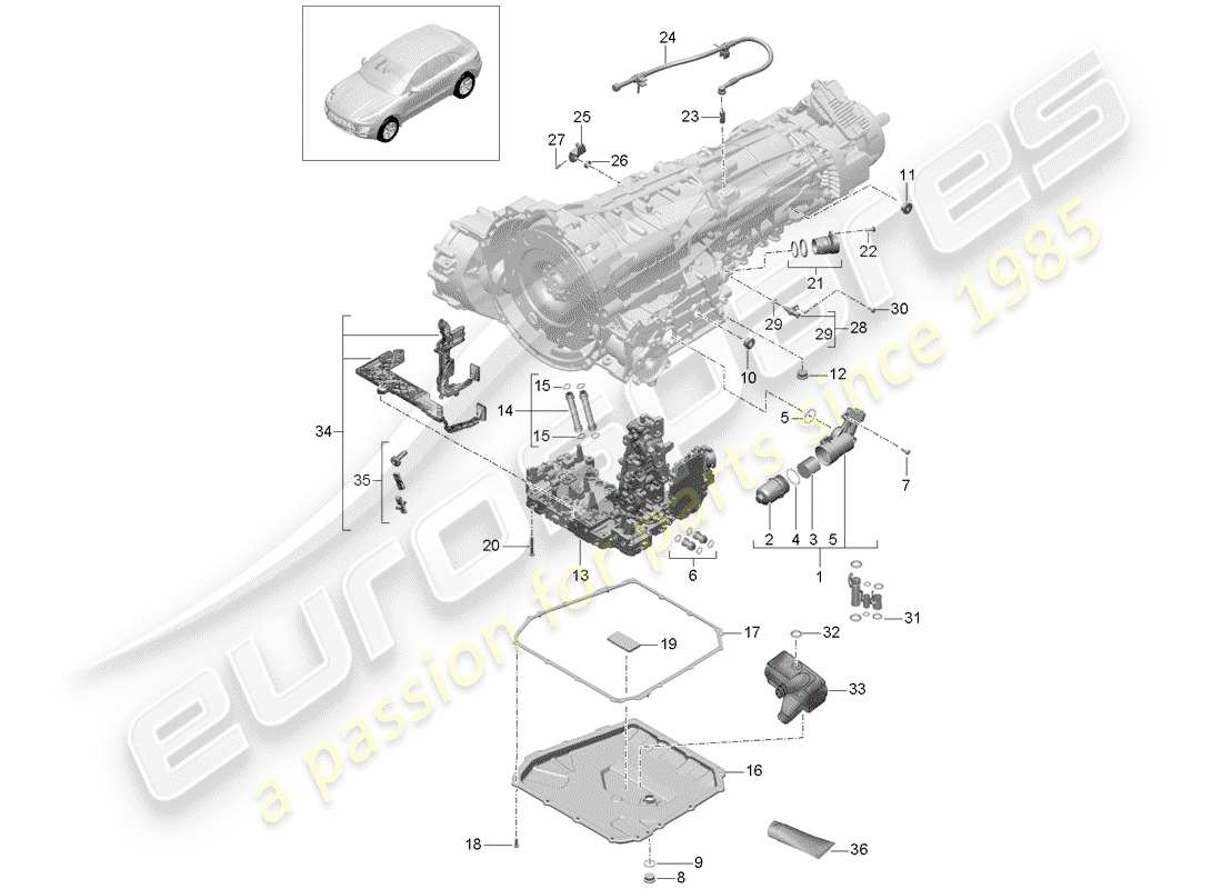 porsche 2018 (macan) - pdk - parts diagram