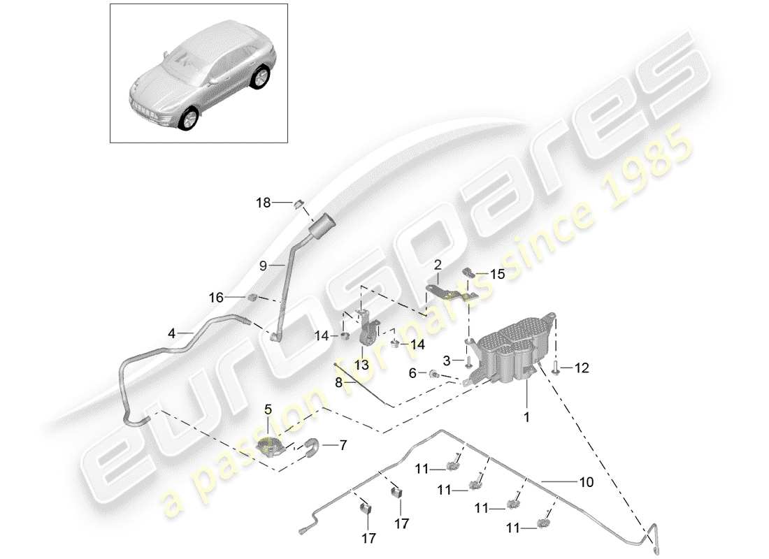 porsche 2015 (macan) evaporative emission canister parts diagram