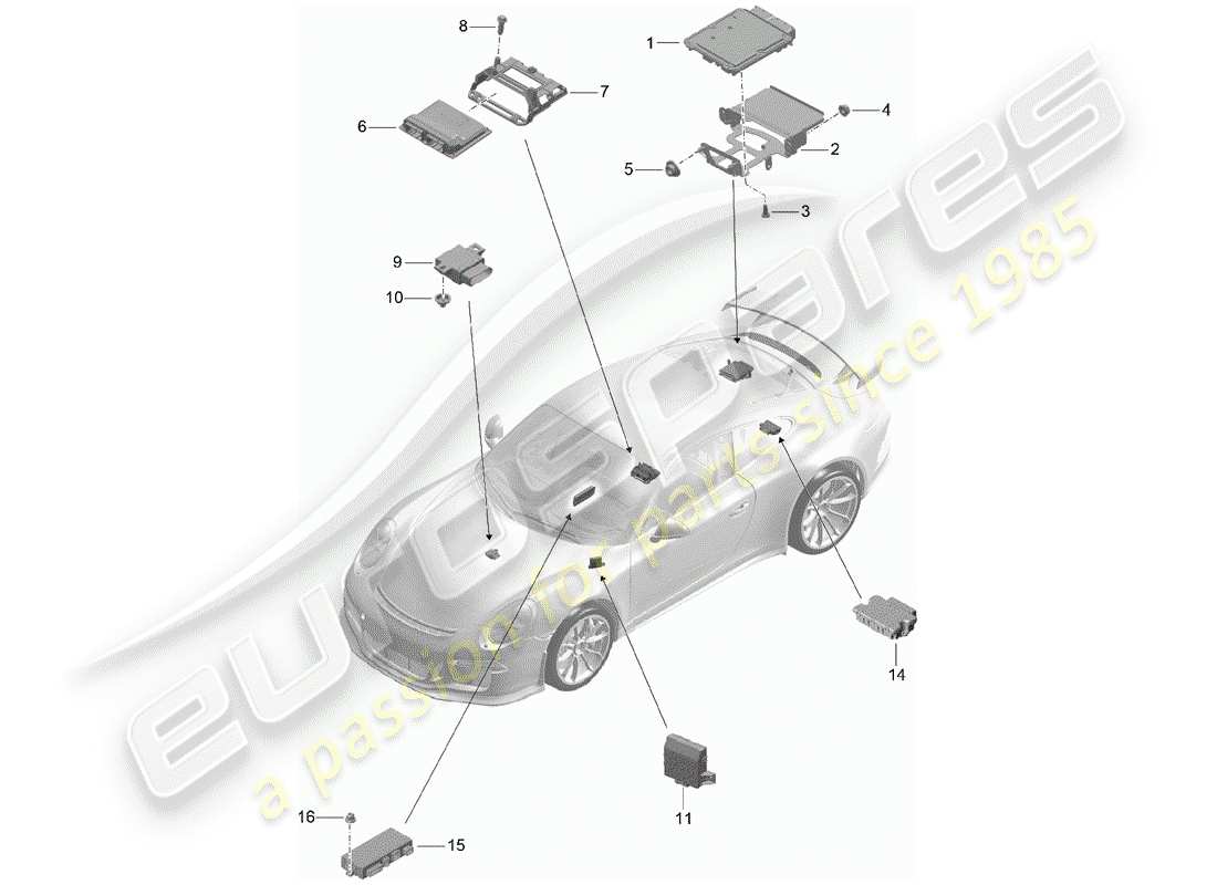 porsche 2019 (991-2 r/gt3/rs) control units part diagram