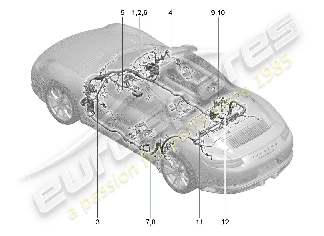 porsche 2020 (991-2) wiring harnesses part diagram
