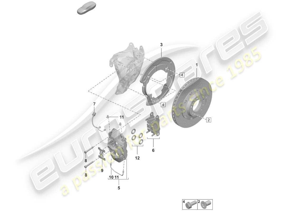 porsche 2020 (992-1) disc brakes parts diagram