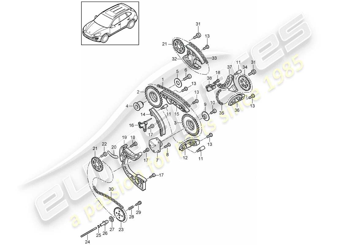 porsche 2013 (cayenne e2 92a) timing chain parts diagram