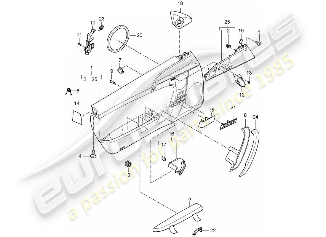 porsche 2007 (997-1) door panel part diagram