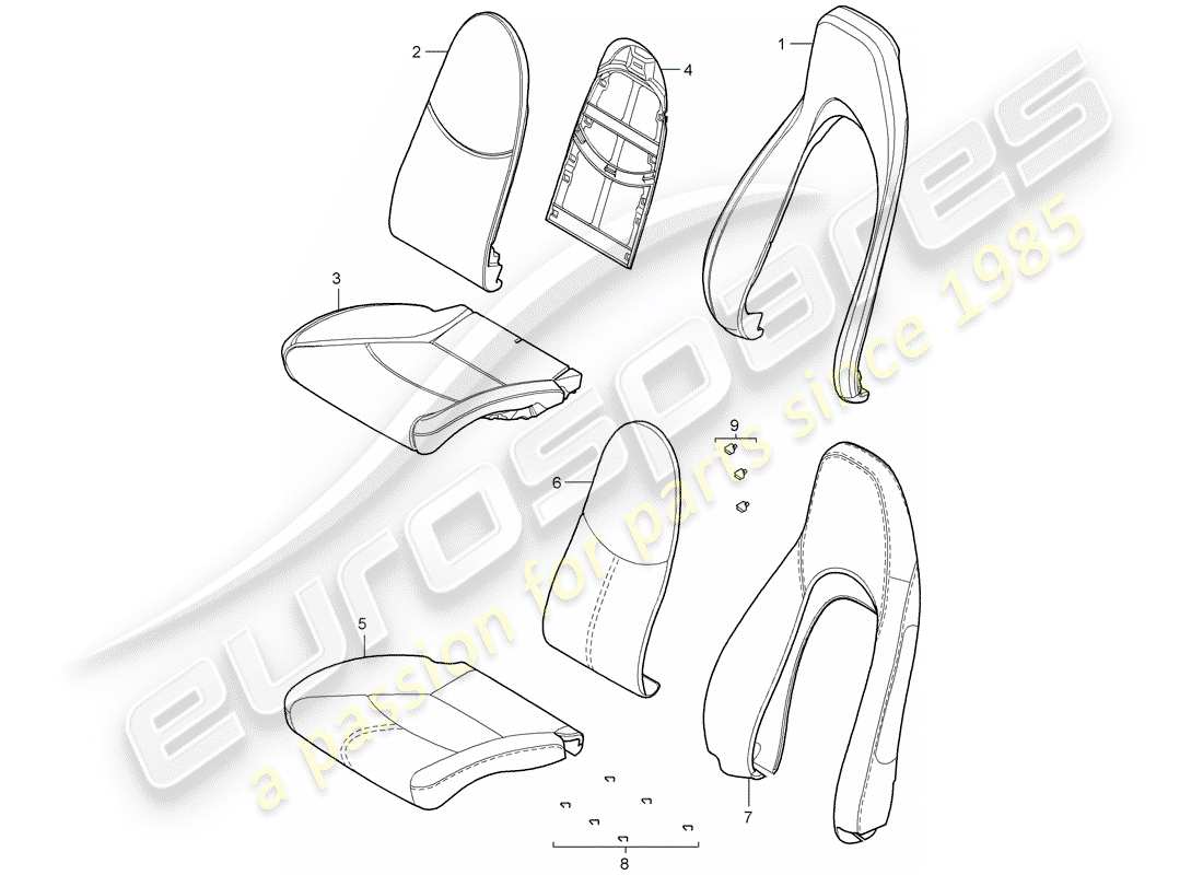 porsche 2005 (997-1) foam part parts diagram
