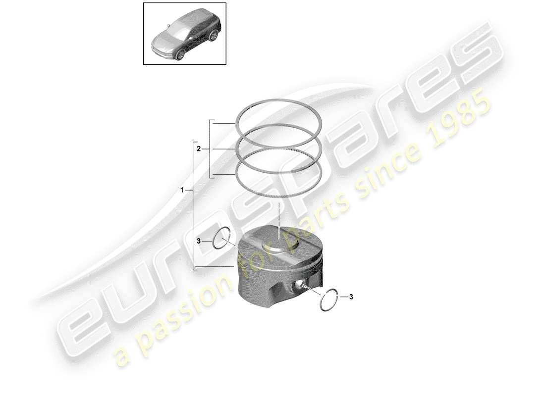 porsche cayenne e3 (2018) piston complete parts diagram