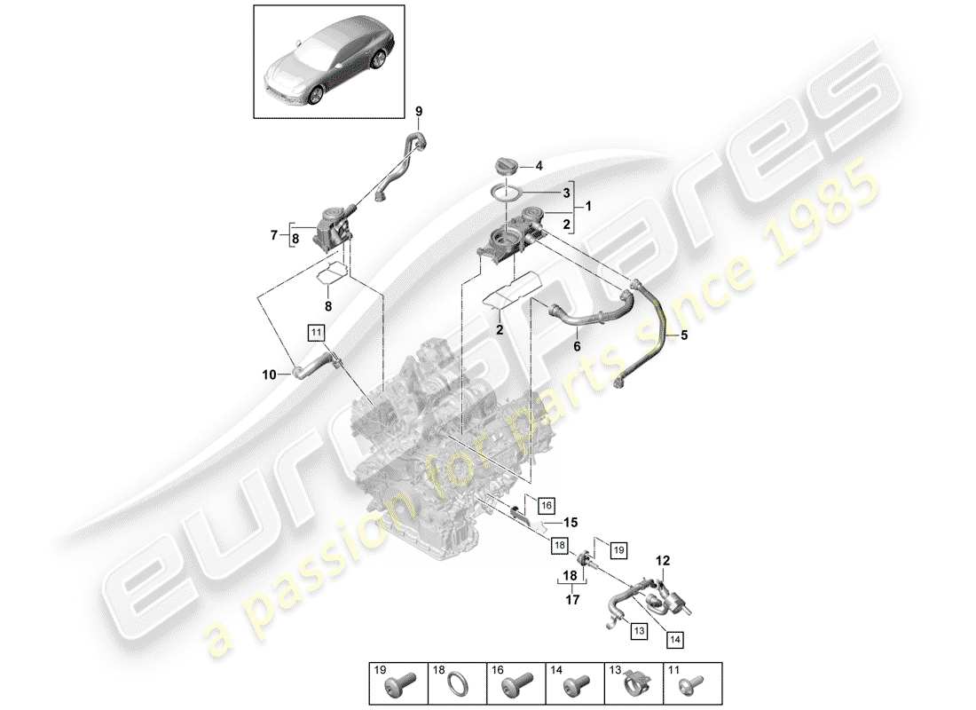 porsche 2019 (panamera 971-1) ventilation for cylinder block part diagram