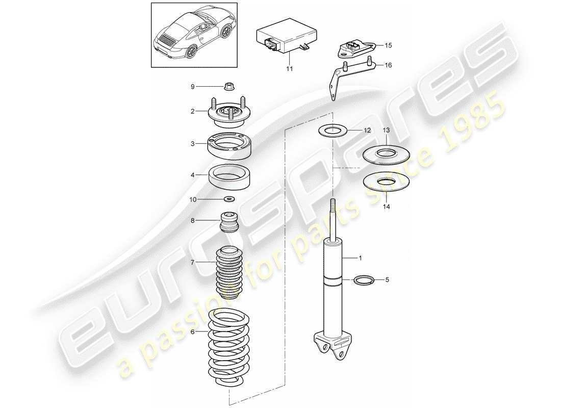 porsche 2010 (997-2) shock absorber parts diagram