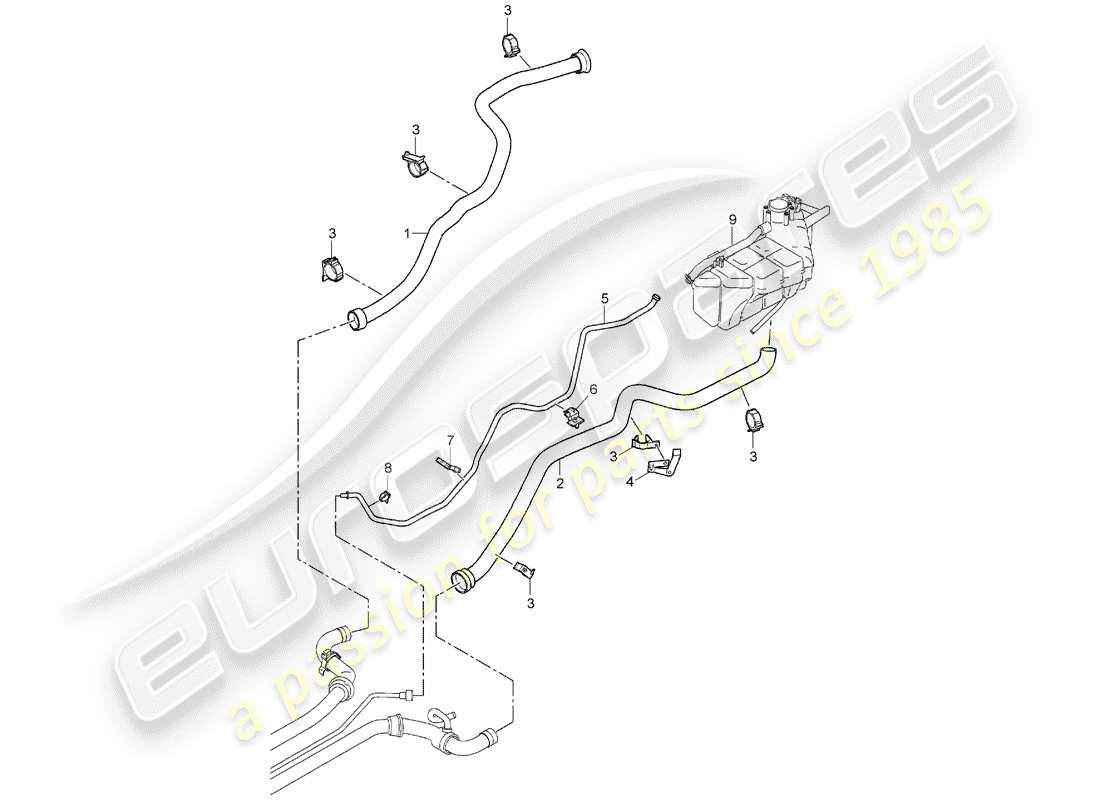porsche 2007 (997-1) water cooling 1 part diagram