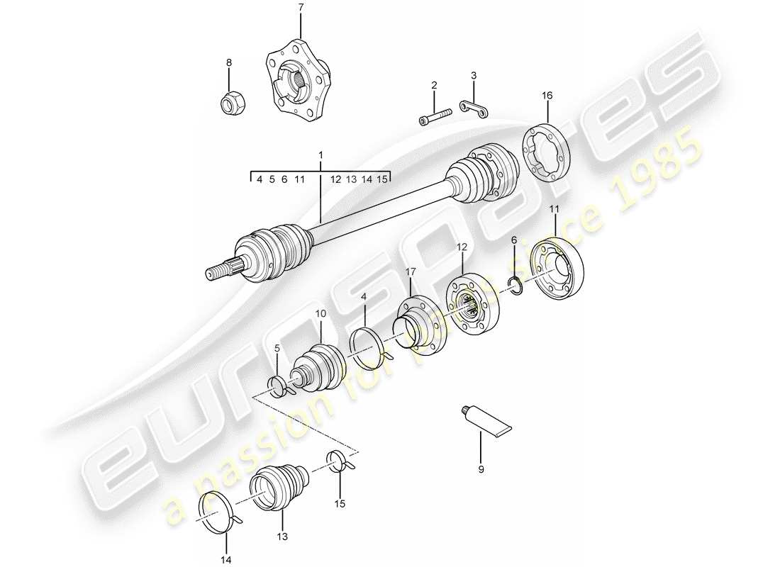 porsche 2007 (997-1) drive shaft parts diagram