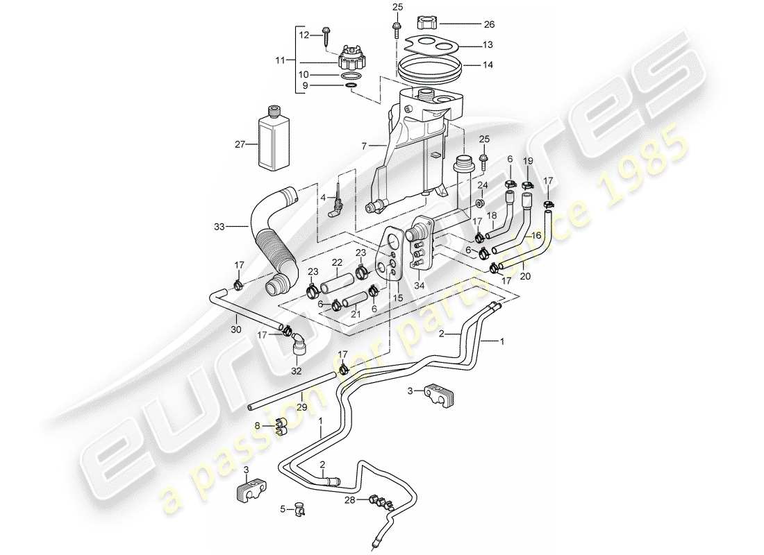 porsche 2007 (987 boxster) water cooling 4 part diagram