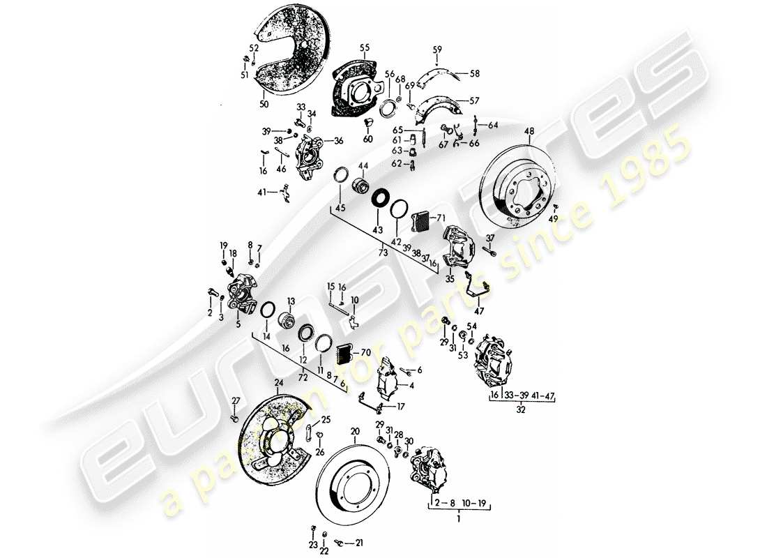 porsche 1963 (356b/356c) brake part diagram
