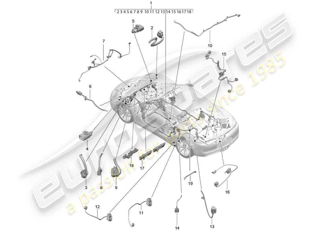 porsche 2016 (981 cayman) wiring harnesses part diagram