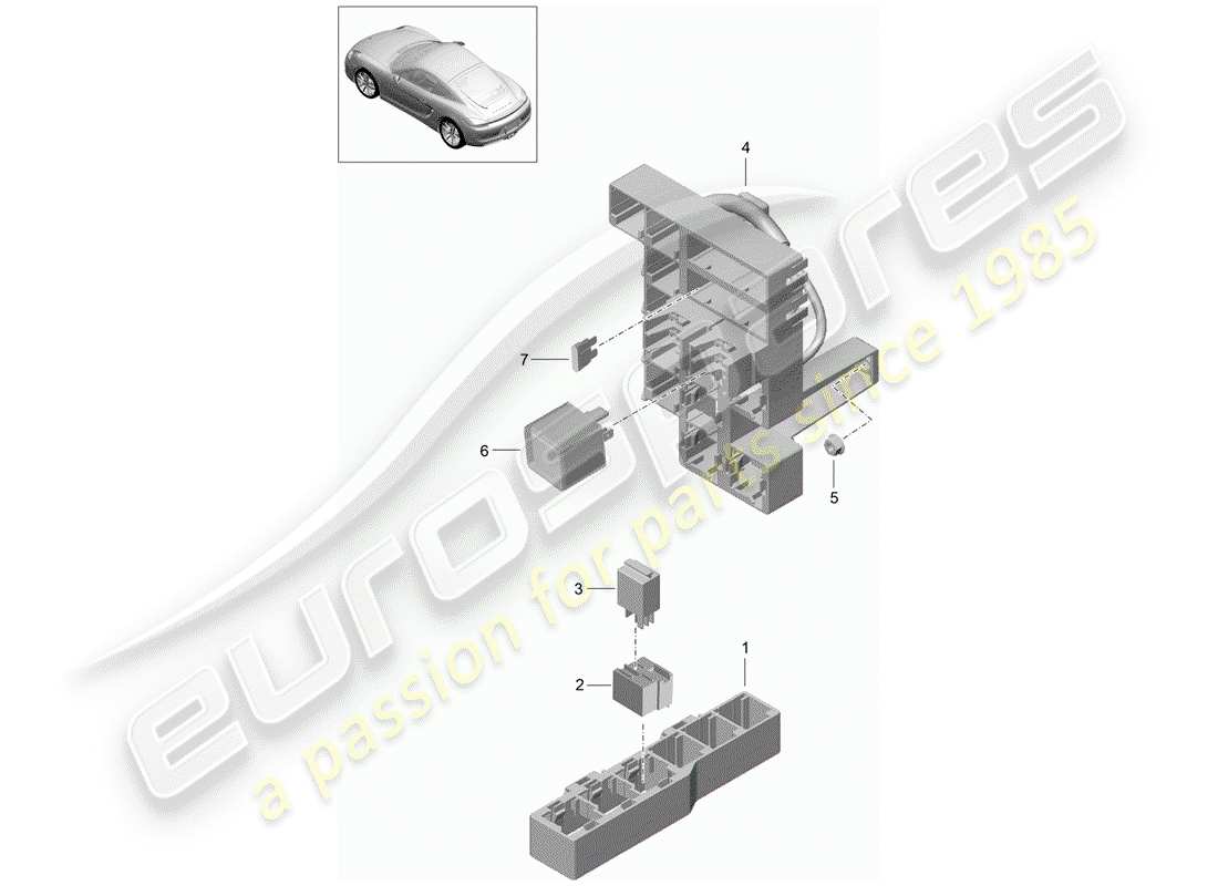 porsche 2016 (981 cayman) fuse box/relay plate part diagram