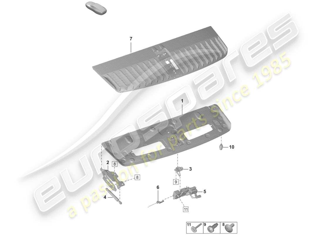 porsche 2020 (992-1) lid, rear part diagram