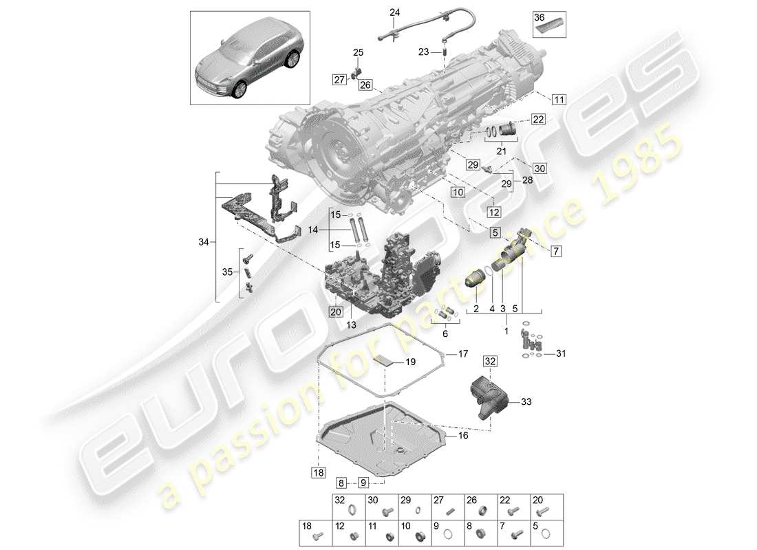 porsche 2020 (macan) - pdk - part diagram