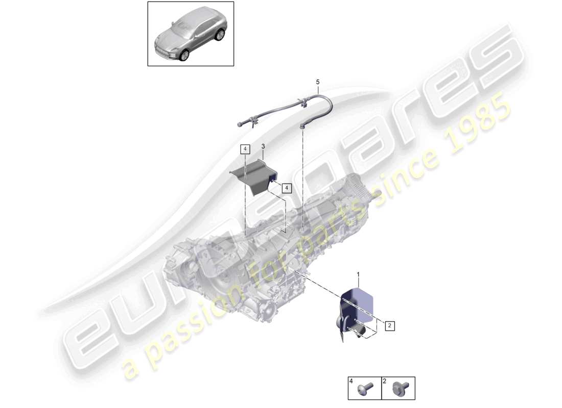 porsche 2020 (macan) 7-speed dual clutch gearbox - pdk - accessories part diagram