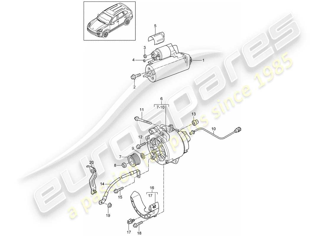 porsche 2012 (cayenne e2 92a) starter part diagram