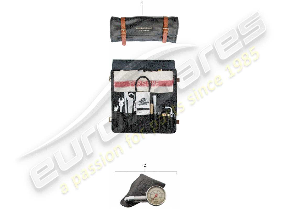 porsche 2007 (accessories) tool bag with tools part diagram