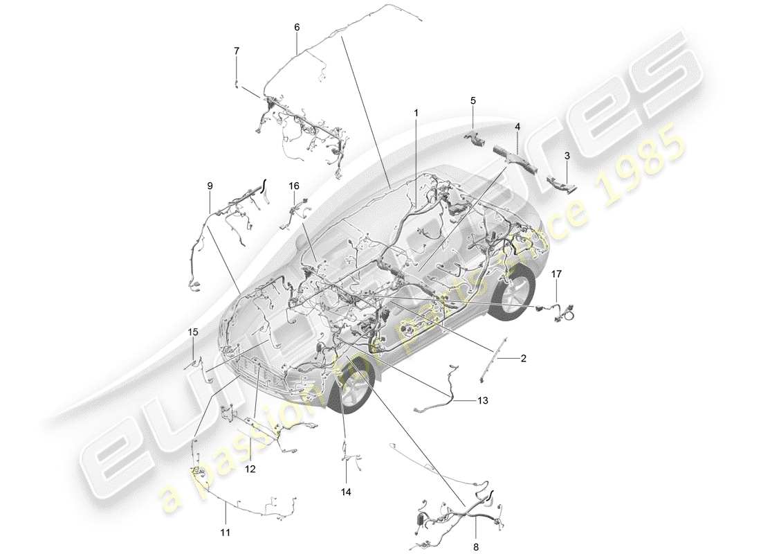 porsche 2015 (macan) harness parts diagram