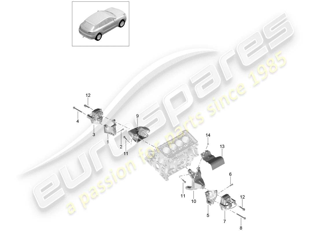 porsche 2014 (macan) engine lifting tackle parts diagram